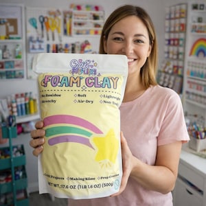 Yellow Air Dry Foam Clay – 500g Bulk | Soft Lightweight Modeling Clay | Non-Toxic Craft Clay for DIY & Slime