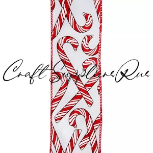 2.5 inch Candy Cane Wired Edge Ribbon, Candy Candy Christmas Ribbon, Christmas Ribbon, Candy Candy Ribbon