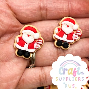 Mini Cabochons de Papai Noel, Cabochons de Costas Lisas de Papai Noel, Amuletos de Papai Noel, Cabochons de Natal