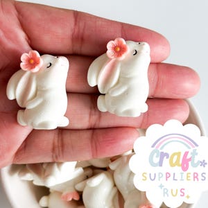 5 Stück Harz Hase Flachboden Charme, Osterhase Charms, Osterhase Cabochons, Ostern Charms, Ostern Cabochons, Ostern Verzierungen