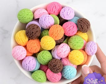 Mini palline di resina per gelato, cabochon piatti Decoden Slime, ciondoli finti per cottura, scelta del colore