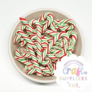 3/6/12 pc Large Polymer Clay Candy Canes, Red and Green Polymer Candy Canes, Christmas Fake Candy Canes, Faux Candy Canes