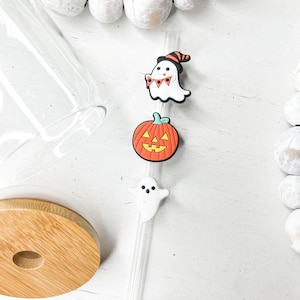 Halloween Inspired Straw Topper Charm, Ghost Straw Topper Charm, Pumpkin Straw Topper Charm, Halloween Straw Topper for Tumbler