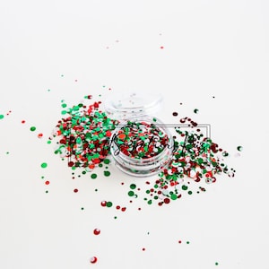 Mix di glitter Jingle Bells, mix di glitter rosso bianco e verde, mix di glitter natalizi, mix di glitter per le feste, mix di glitter natalizi per palle di neve