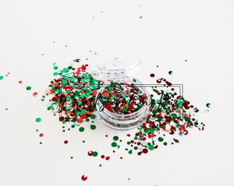 Jingle Bells Glitter Mix, Red White and Green Glitter Mix, Christmas Glitter Mix, Holiday Glitter Mix, Christmas Glitter Mix for Snow Globes