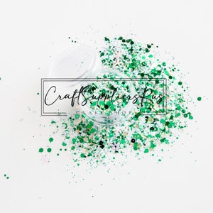 Winter Chunky Glitter Mix, Green and Gold Chunky Glitter Mix, Chunky Glitter Mix,  Slime Glitter Mix, Cosmetic, DIY