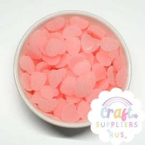 4-Flat Back Fake Heart Gumdrops, Herz Gumdrop Cabochons, Faux Heart Gumdrops, Valentinstag Cabochons, Gefälschte Herz Gumdrops, Fake Candy