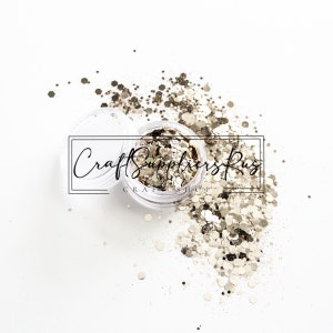Mélange de grosses paillettes fantaisie, Mélange de grosses paillettes argentées, Mélange de grosses paillettes d'argent titane, Mélange de paillettes pour gobelets boules à neige, Cosmétique, DIY