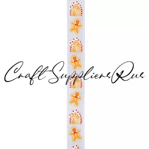 3/8 inch Gingerbread Man and House Ribbon, Gingerbread Man Ribbon, Gingerbread Man Christmas Ribbon, Christmas Ribbon