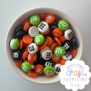 Fake Halloween M&Ms Chocolate Candy Cabochons, Fake Flat Back Candy Chocolates, Halloween Fake Bake, Faux Halloween Candy, Slime