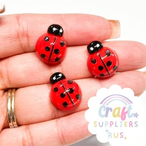 10/20 coccinelles 15 mm en résine, fausses coccinelles à dos plat, breloques faux coccinelles, cabochons coccinelles