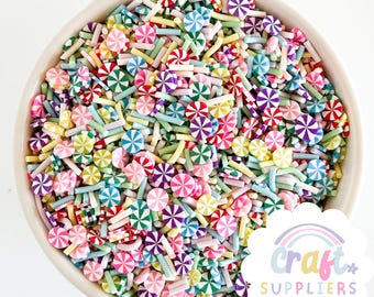 Rainbow Polymer Clay Sprinkles 5mm, Candy Slice Mix, Fake Bake Toppings, Slime Add Ins, Decoden Supplies, Kawaii Craft Mix