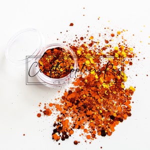 Mezcla de purpurina gruesa Blaze, mezcla de purpurina gruesa naranja y roja, purpurina para vasos o bolígrafos de bolas de nieve, cosmética, decoración de uñas, slime, manualidades DIY