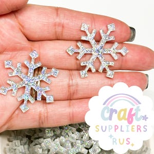31 mm platte achterkant glitter sneeuwvlok cabochons, kerstsneeuwvlok cabochons, acryl sneeuwvlok bedels, kerst cabochons, kerst bedels