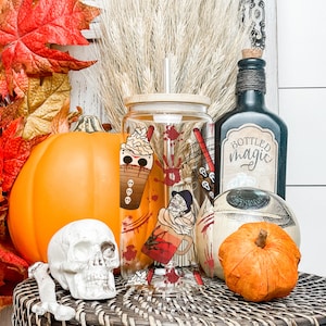 16oz Frosted or Clear Halloween Horror Characters Beer Can Glass Tumbler, Halloween Horror Mug, Halloween Horror Tumbler, Halloween Mug