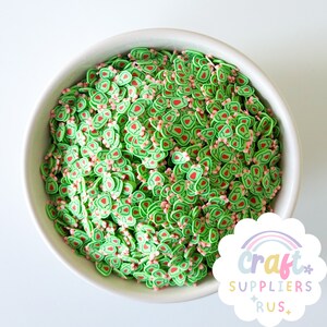 5 MM Gefälschte Avocado Fimo Scheiben, Gefälschte Avocado Streusel, Faux Avocado Streusel, Fake Backen, Schleim, Schneekugeln