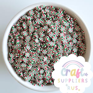 5MM Fake Polymer Clay Peppermint Sprinkles, Fake Peppermint Slices, Faux Peppermint Sprinkles, Fake Christmas Polymer Clay Sprinkles