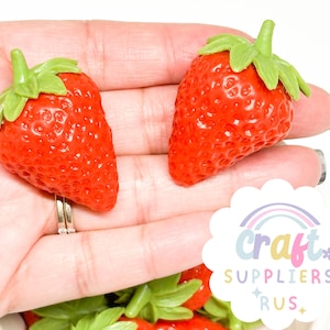 10 fraises en résine 50 mm, breloques fraises en résine, fausses fraises, fausses fraises, fausse cuisson, fausse cuisson