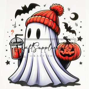 Ready To Press Cute Halloween Ghost DTF Transfer, Halloween DTF Transfer, Halloween Ready To Press, Girly Ghost DTF Transfer