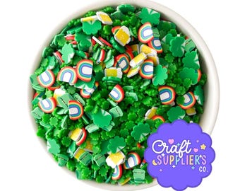 St Patrick Day Polymer Clay Fake Sprinkles Green Shamrock Craft Embellishments