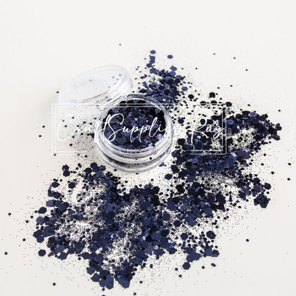 Midnight Blue Chunky Glitter Mix, Blue Chunky Glitter Mix, Chunky Glitter for Snow Globe Tumblers, DIY Crafts, Slime, Nail Art, Cosmetic