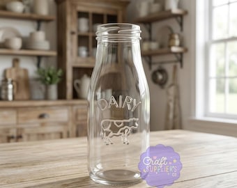 Botella de leche de vidrio transparente, tarro de leche estilo granja, almacenamiento, 295 ml (10 oz)