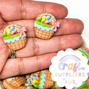 Ostern Eimer Charme, Ostern Eimer Cabochons, Ostern flache Rückseite Charme, Ostern Cabochons, Ostern Verzierungen