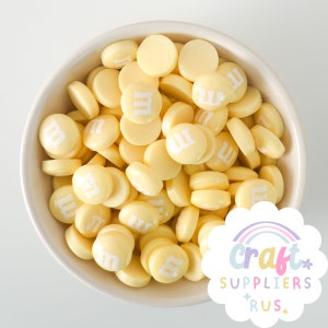 Fake M&Ms Candy Cabochons, Faux Chocolate Candy Cabochons, Fake Chocolate Resin Candy Cabochons, Fake Bake, Yellow MMs Fake Chocolate Candy