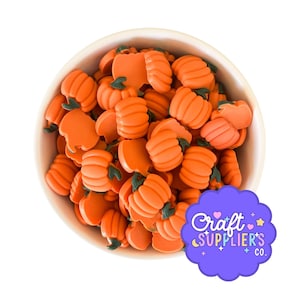 Pumpkin Cabochons, Orange Resin Flatbacks, Fall Halloween Craft Embellishments Set