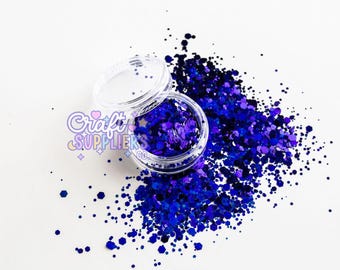 Blue Cobalt Chunky Glitter Blend for Nail Art, Slime, DIY Projects