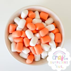6/12/18/24pc Faux Orange and White Marshmallow Mix Cabochons, Fake Orange and White Marshmallow Mix, Fake Bake, Slime