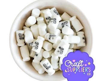 Mini-Milchflaschen-Anhänger aus Kunstharz | Kawaii 3D-Milchkarton-Cabochons | Verzierungen für Back-, Dekonsations-, Schleim- und DIY-Bastelarbeiten