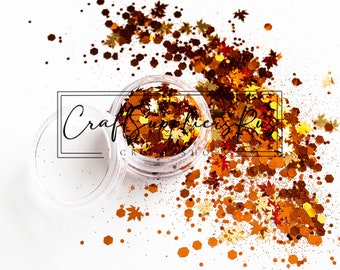 It&#39;s Fall Y&#39;all Chunky Glitter Mix, Falling Leaves Chunky Glitter Mix, Fall Glitter Mix, Orange Chunky Glitter, Glitter for Snow Globes, DIY