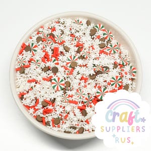 Christmas Polymer Clay Chocolate Peppermint Sprinkles, Christmas Fake Sprinkles, Peppermint Polymer Clay Sprinkles