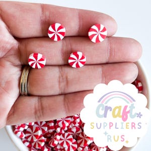 10MM Fake Polymer Clay Peppermint Sprinkles, Fake Peppermint Slices, Faux Peppermint Sprinkles, Fake Christmas Polymer Clay Sprinkles