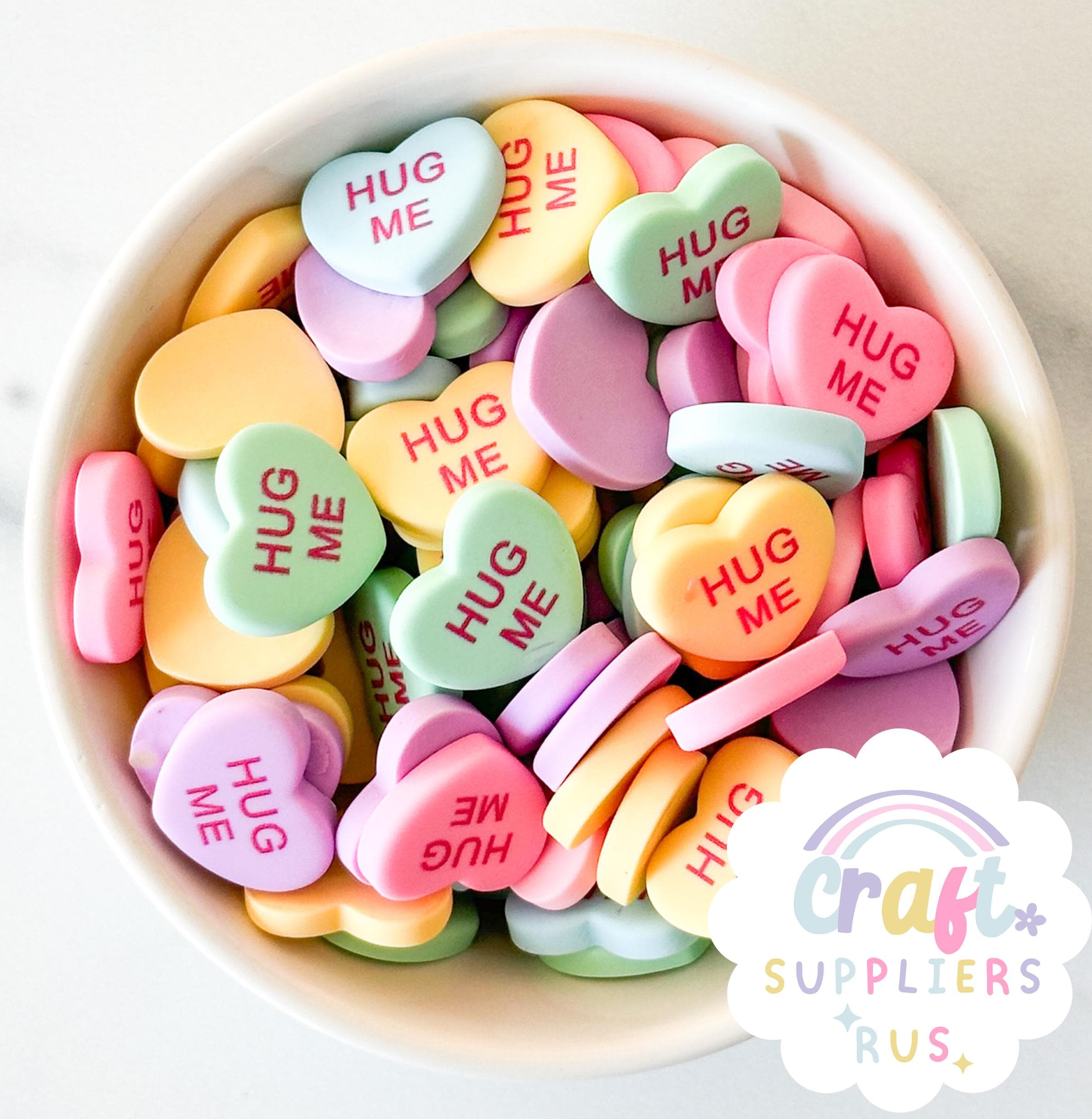 Fake “hug Me” Conversation Hearts | Resin Flatback Embellishments