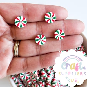 10MM Fake Polymer Clay Peppermint Sprinkles, Fake Peppermint Slices, Faux Peppermint Sprinkles, Fake Christmas Polymer Clay Sprinkles