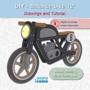 DIY - Plans et tutoriel pour fabriquer une draisienne en bois à roues de 12 pouces - utilisable dès 2 ans et demi