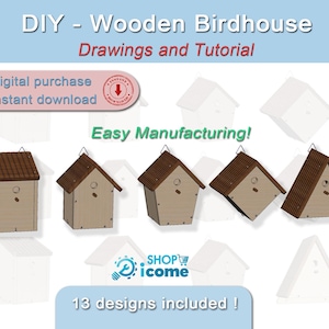 Make a wooden birdhouse (PLANS file and detailed TUTORIAL)