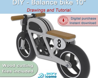 DIY - Plans and tutorial for making a wooden balance bike with 10-inch wheels - usable from 18 months