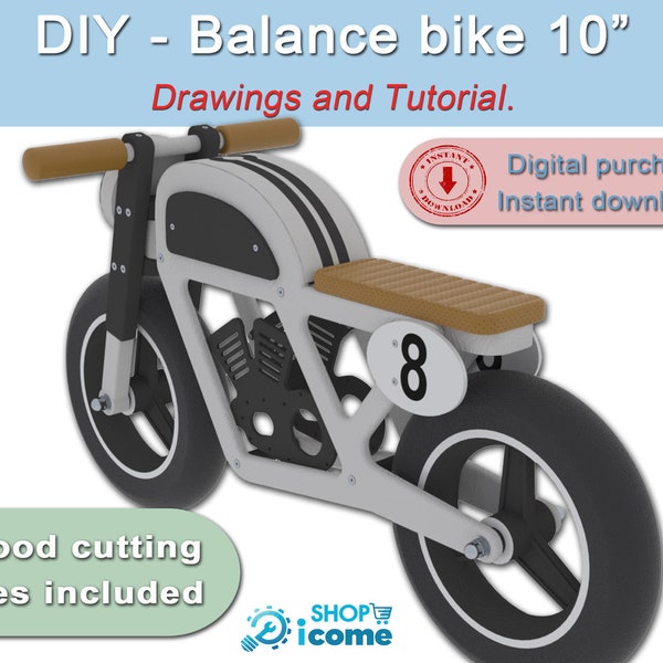 DIY - Plans and tutorial for making a wooden balance bike with 10-inch wheels - usable from 18 months