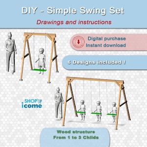DIY: Plans and tutorial for making a wooden swing set (6 configurations available)