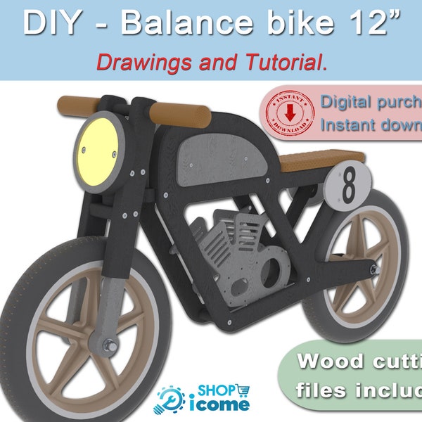 DIY - Plans and tutorial for making a wooden balance bike with 12-inch wheels - usable from 2 and a half years old