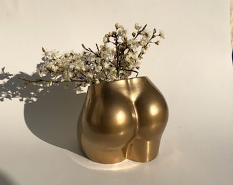 golden or white butt vase "booty collection" small butt vase, aesthetic vase, golden decoration, flowervase
