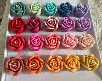 Flower rose candle set 20 x rainbow roses in candy colors, rainbow candles, rose candles, candle set, big rose set