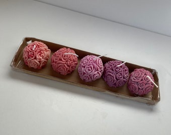 Small rose balls candle set 5x