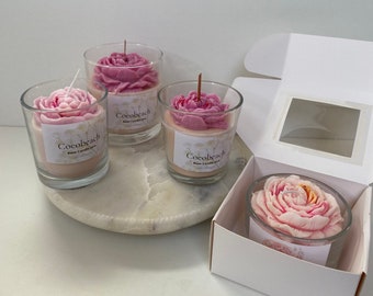 Rose candle glasses „rosegarden“ - rosecandle - rosegifts - roseglasses - roselover - candleglass with roses - glasscandle unique - tealight