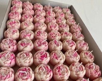 Set di piccole candele rosa 50x rosecandle, scatola di rose, rosa nuziale, scatola per anniversario, scatola regalo, decorazione per matrimoni, scatola di rose, giffforher, candela floreale