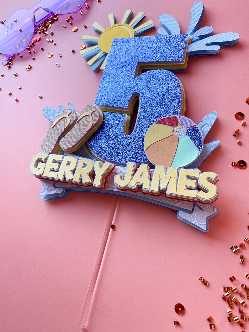 Pool Party Cake Topper, Summer Party Theme Birthday, Beach Theme Party ...