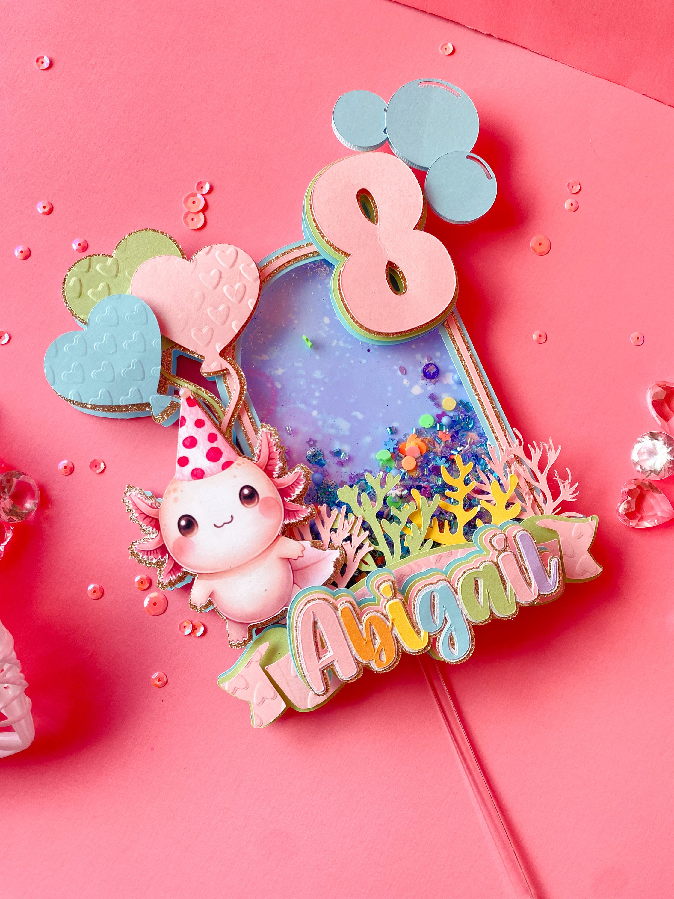 Adorno Para Tarta De Ajolote, Tema De Cumpleaños De Ajolote, Decoración De Cumpleaños De Ajolote, Fiesta Temática De Ajolote, Decoración De Fiesta De Ajolote, Fiesta Temática De Animales Del Océano